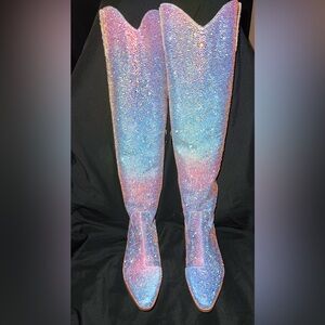 Purple Pink & Blue Knee-High Women's Boots